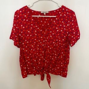 Madewell Short Sleeve Front Tie Blouse Size S